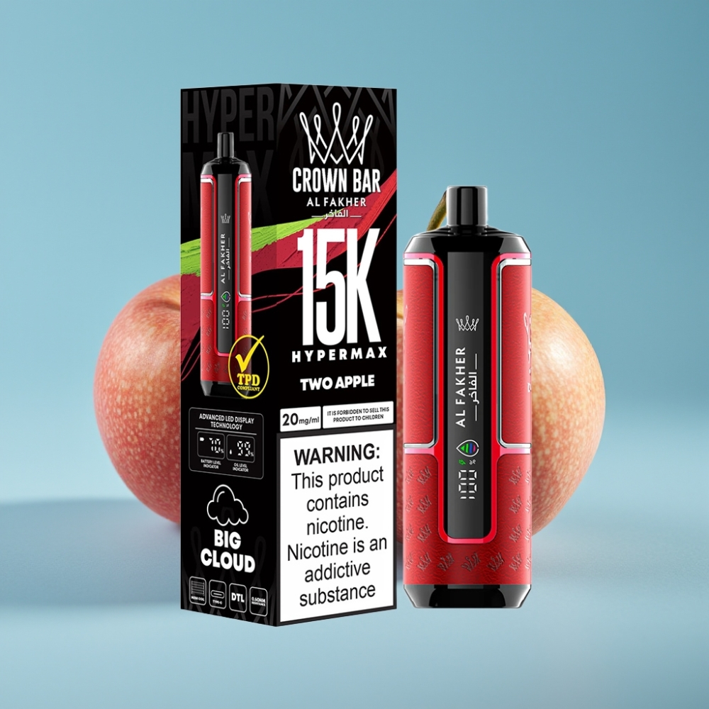 Al Fakher Crown Bar 15K Hypermax 22ml 600mAh Two Apple Disposable Vape Kit