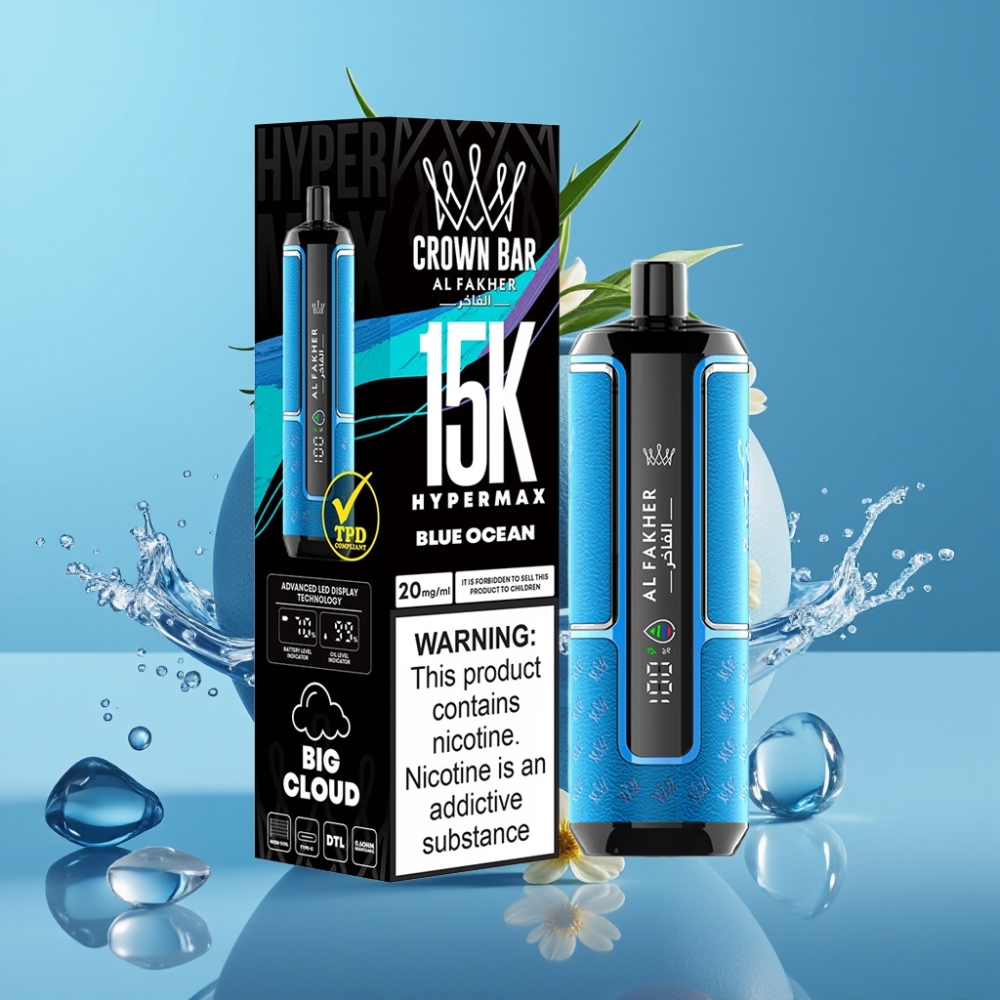 Al Fakher Crown Bar 15K Hypermax 22ml 600mAh Type-C Blue Ocean