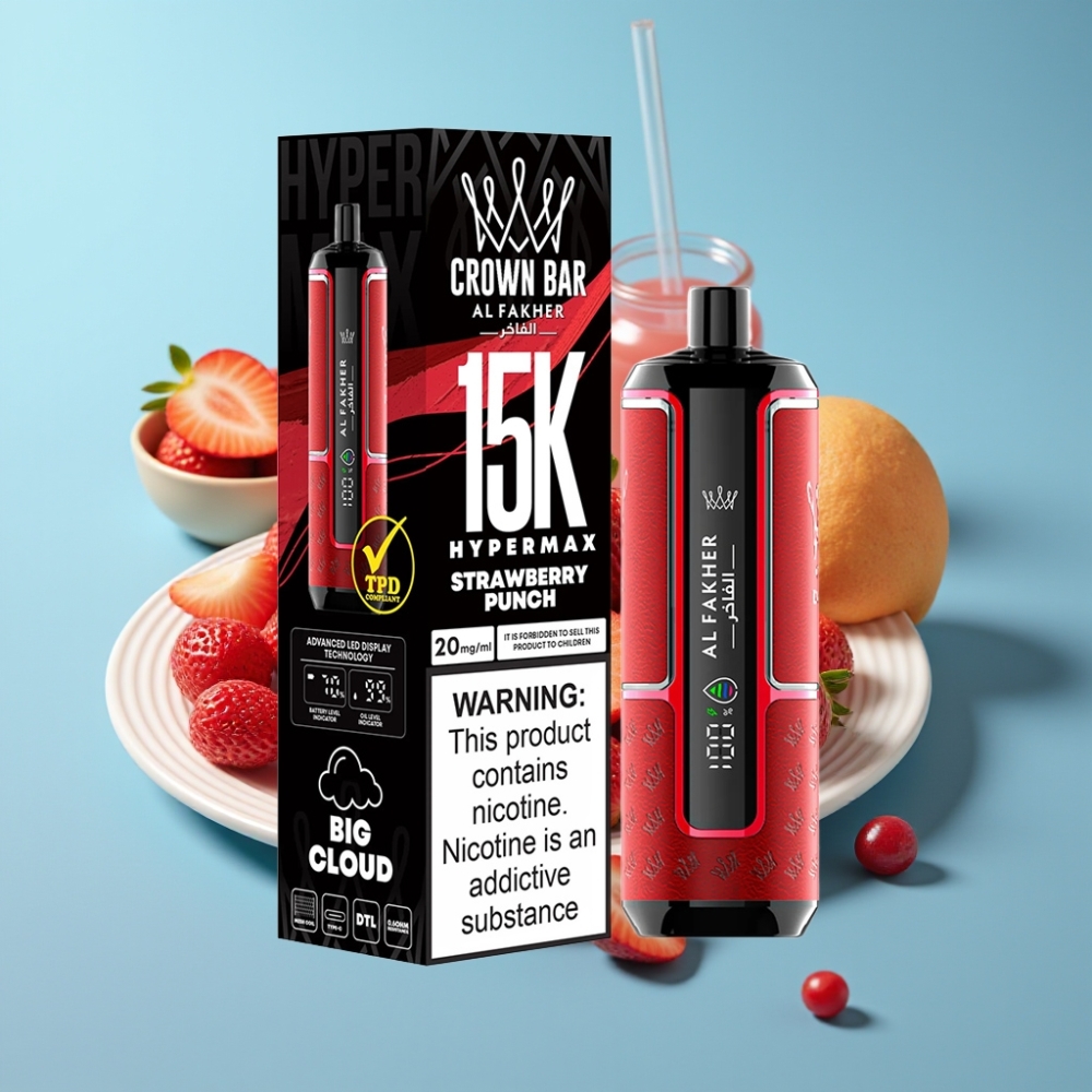 Al Fakher Crown Bar 15K Hypermax 22ml 600mAh Type-C Strawberry Punch