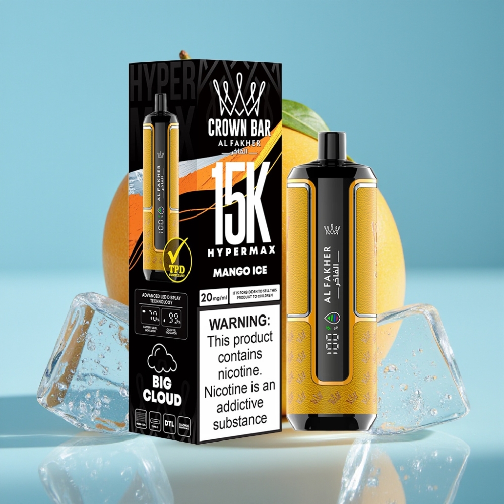 Al Fakher Crown Bar 15K Hypermax 22ml 6mg Mango Ice DTL Disposable Vape