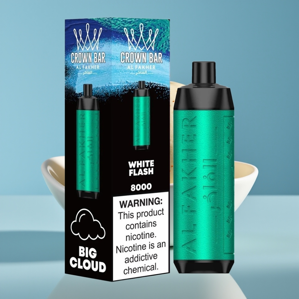 Al Fakher Crown Bar 8000 18ml 5mg White Flash Disposable Vape