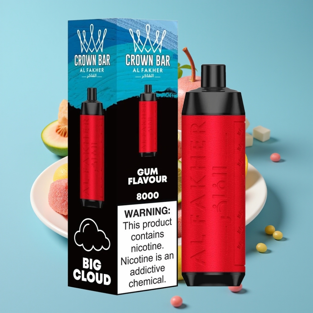 Al Fakher Crown Bar 8000 Crystal 18ml 5mg 0.6ohm Gum Flavour Disposable Vape
