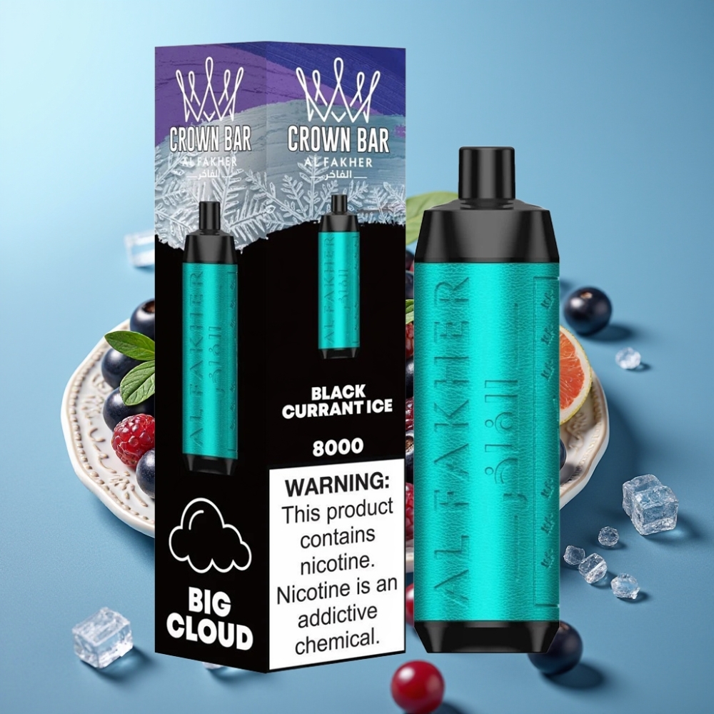 Al Fakher Crown Bar 8000 Crystal 18ml 5mg Black Currant Ice Disposable Vape