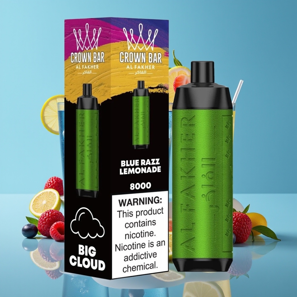 Al Fakher Crown Bar 8000 Crystal 18ml 5mg Blue Razz Lemonade Disposable Vape