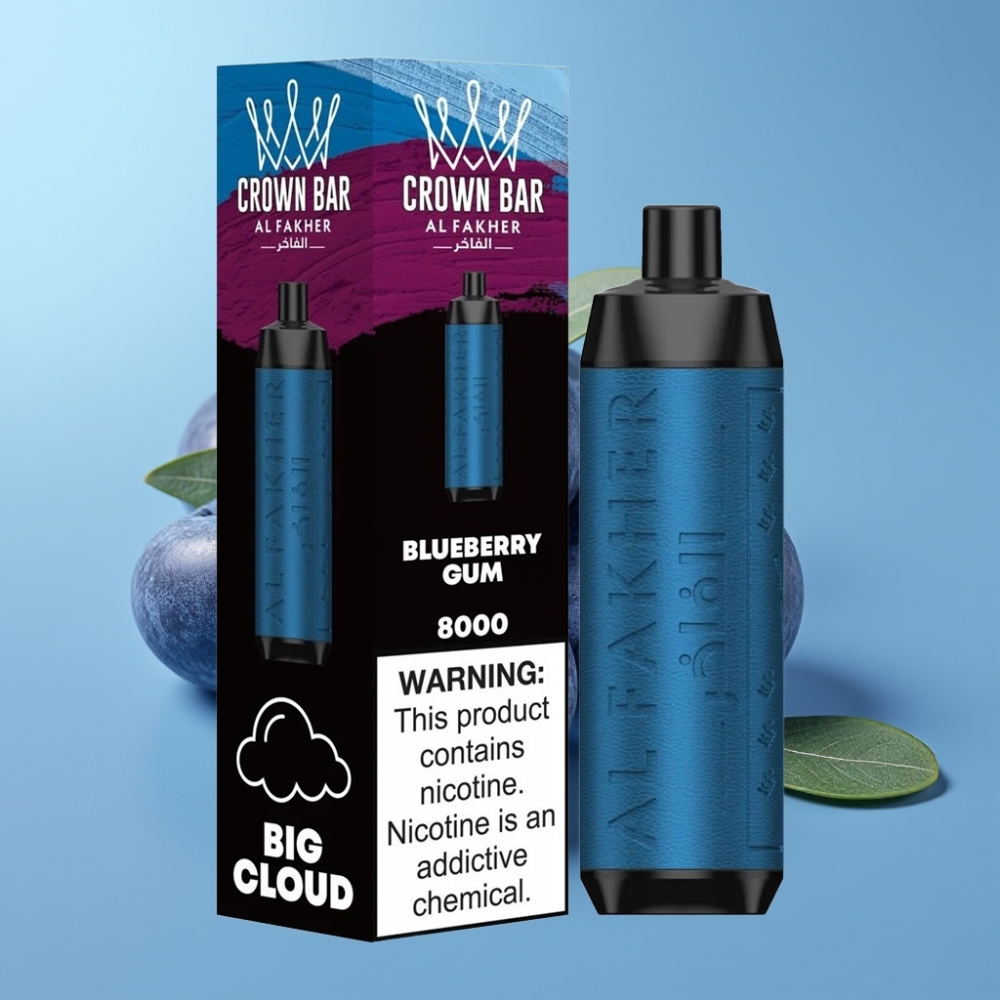 Al Fakher Crown Bar 8000 Crystal 18ml 5mg Blueberry Gum Disposable Vape