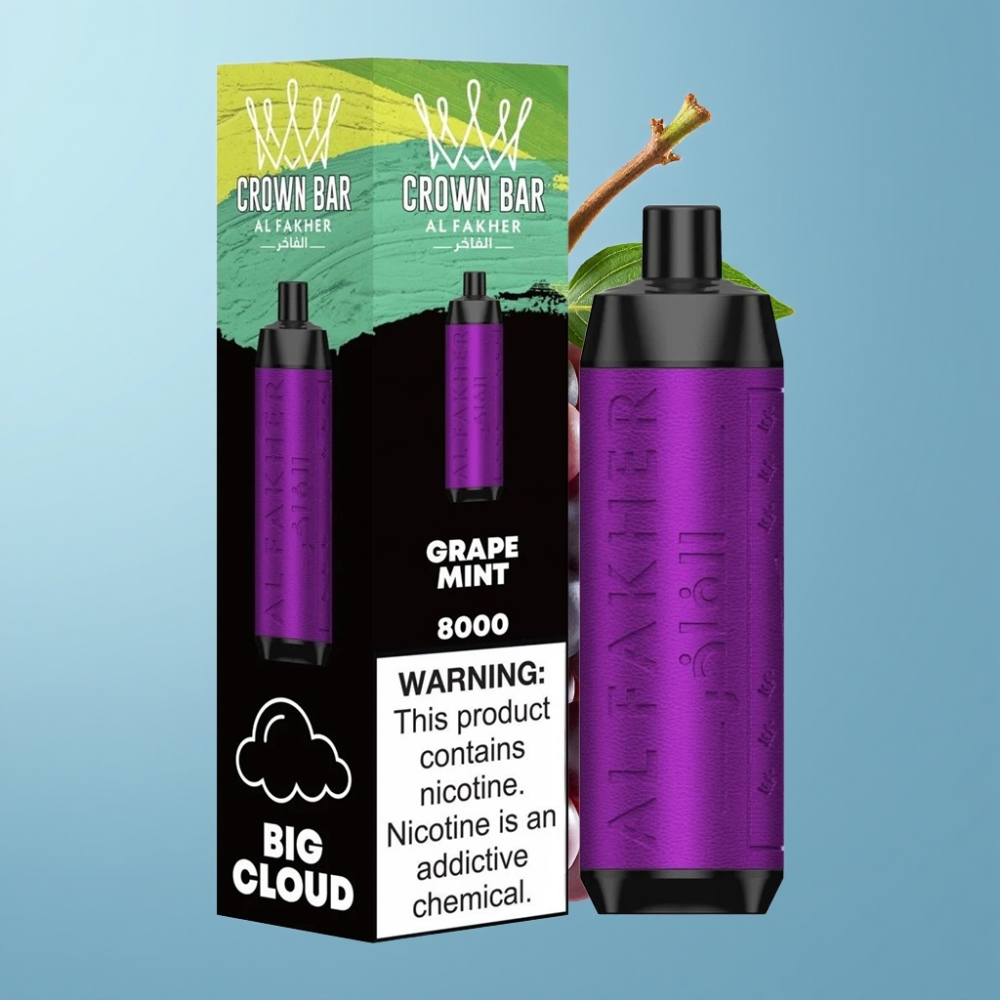 Al Fakher Crown Bar 8000 Crystal 18ml 5mg Grape Mint Disposable Vape