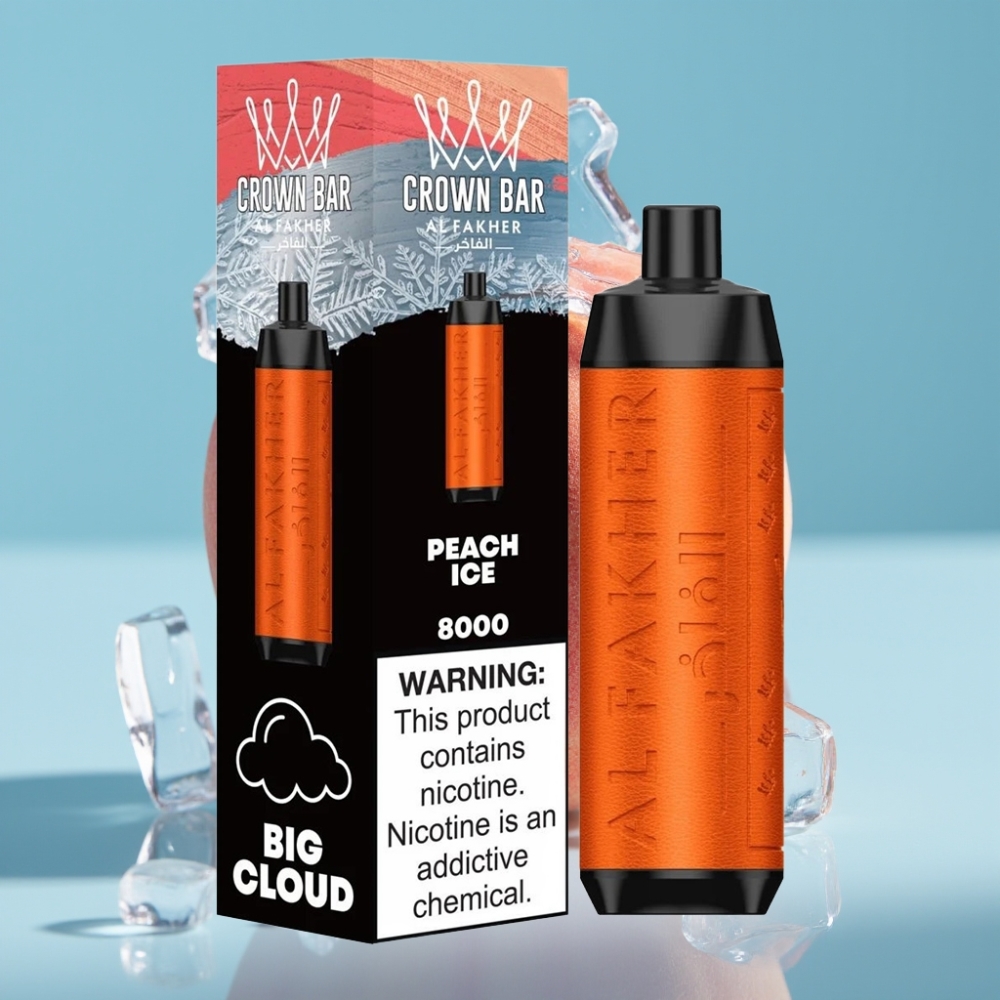 Al Fakher Crown Bar 8000 Crystal 18ml 5mg Peach Ice Disposable Vape
