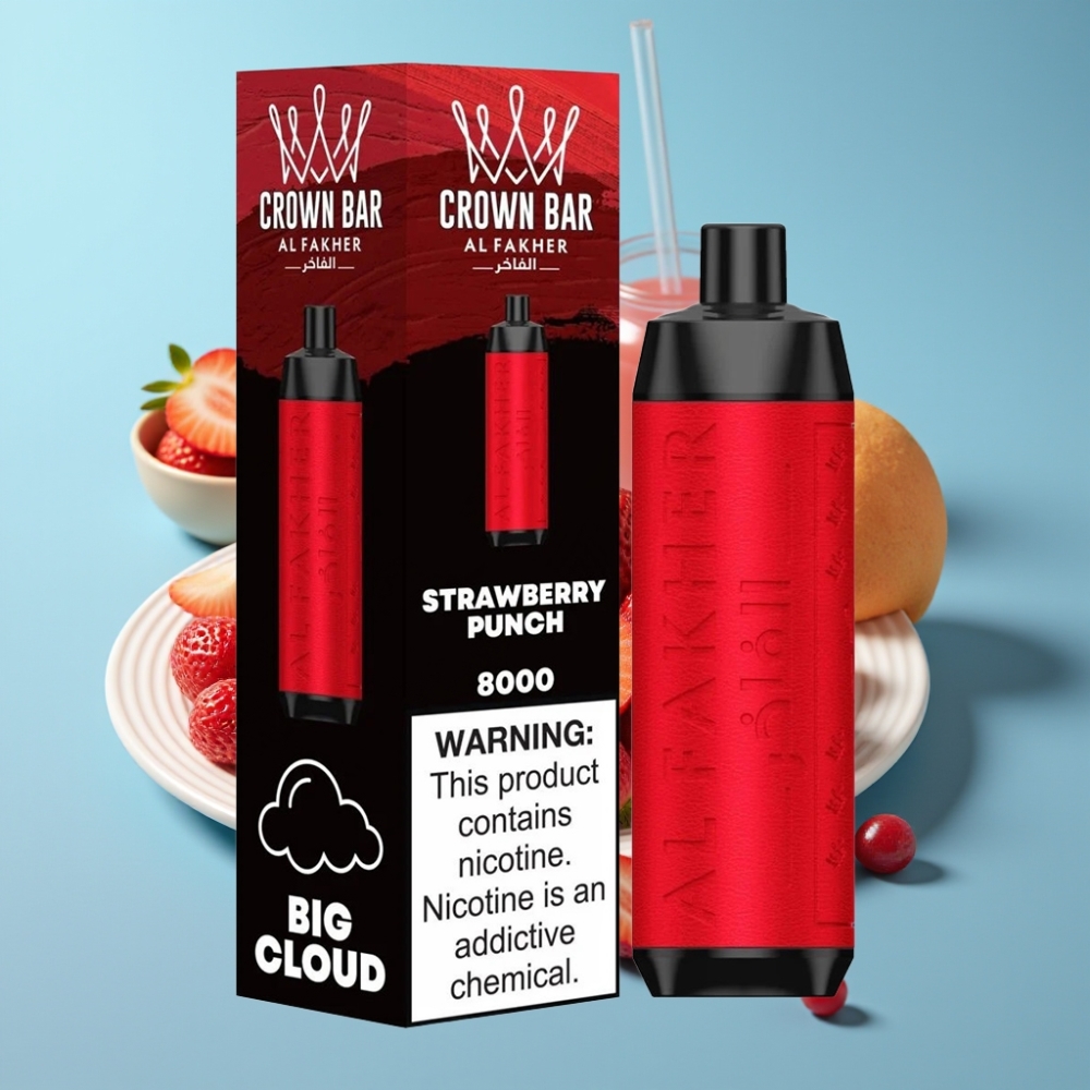Al Fakher Crown Bar 8000 Crystal 18ml 5mg Strawberry Punch Disposable Vape