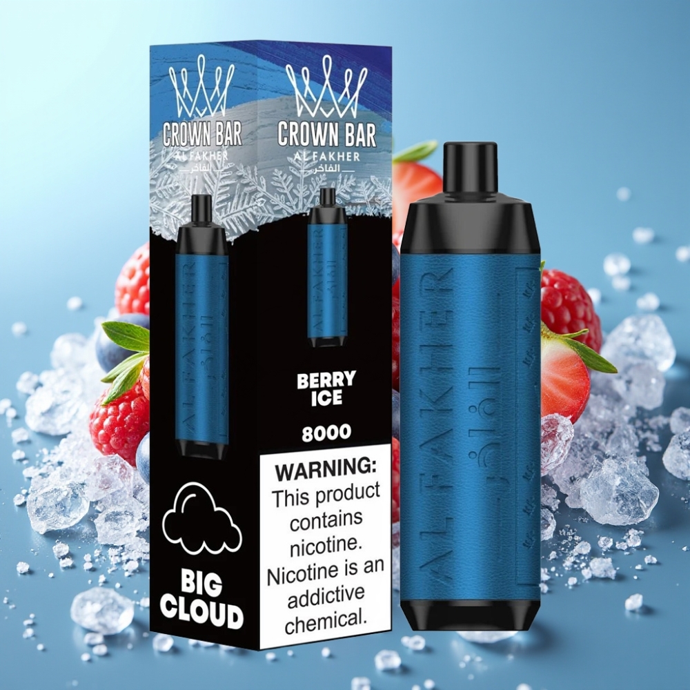 Al Fakher Crown Bar 8000 Crystal Disposable Vape Berry Ice 18mL 5mg 0.6ohm USB-C