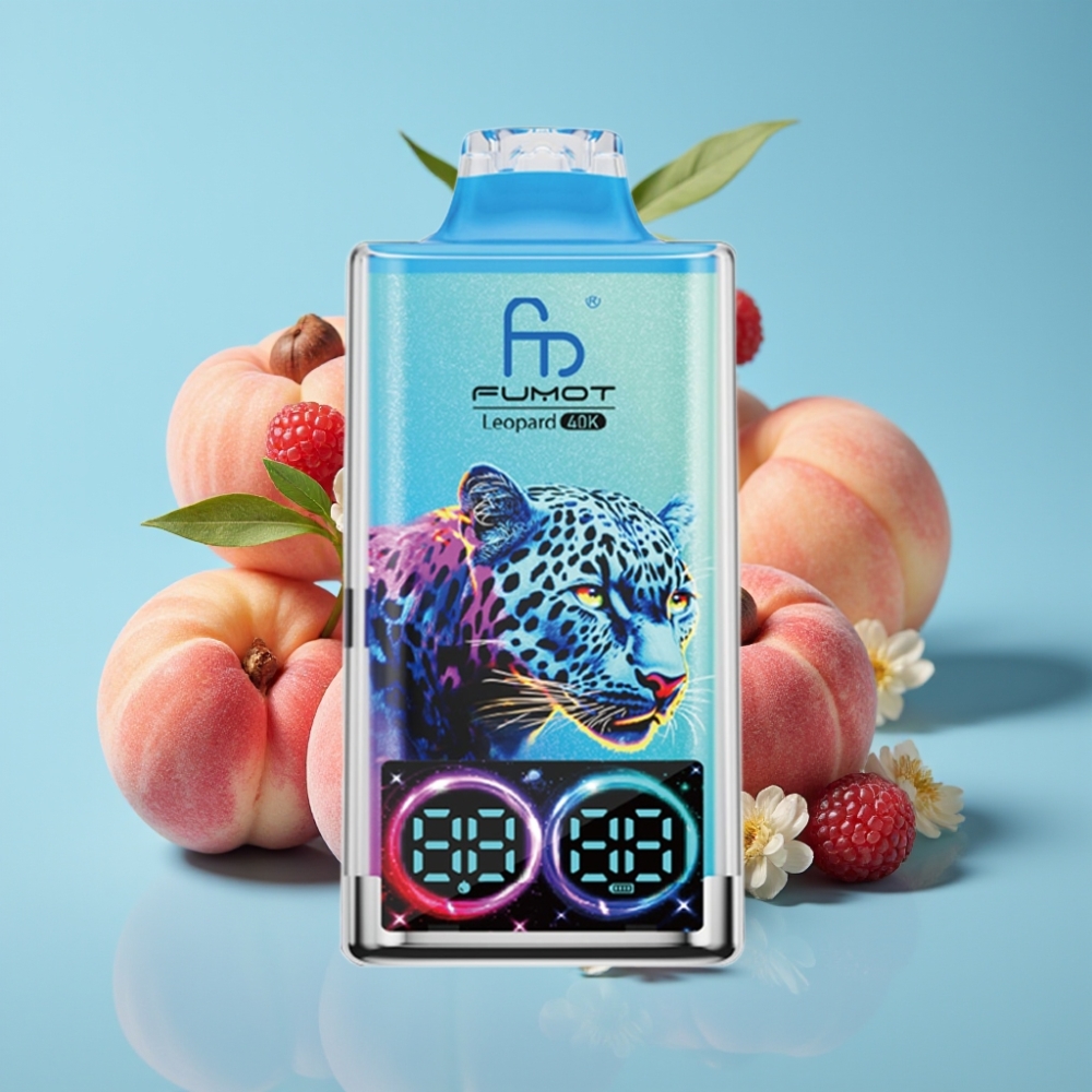 Fumot Leopard 40K Puffs Dual Mesh Peach Berry 700mAh Type-C Digital Display