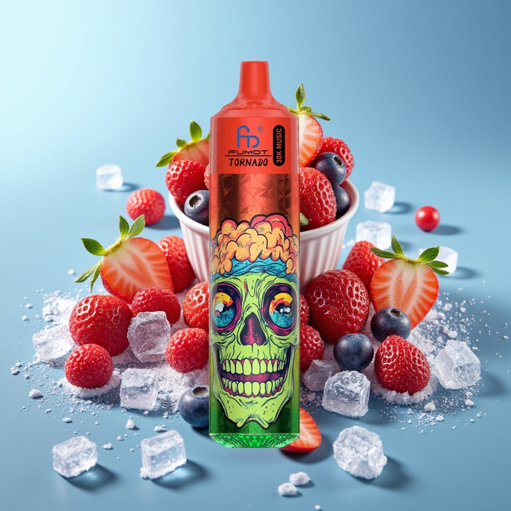 Fumot RandM Tornado 30000 Puffs 30mL 5% 1.0Ohm Strawberry Berry Ice