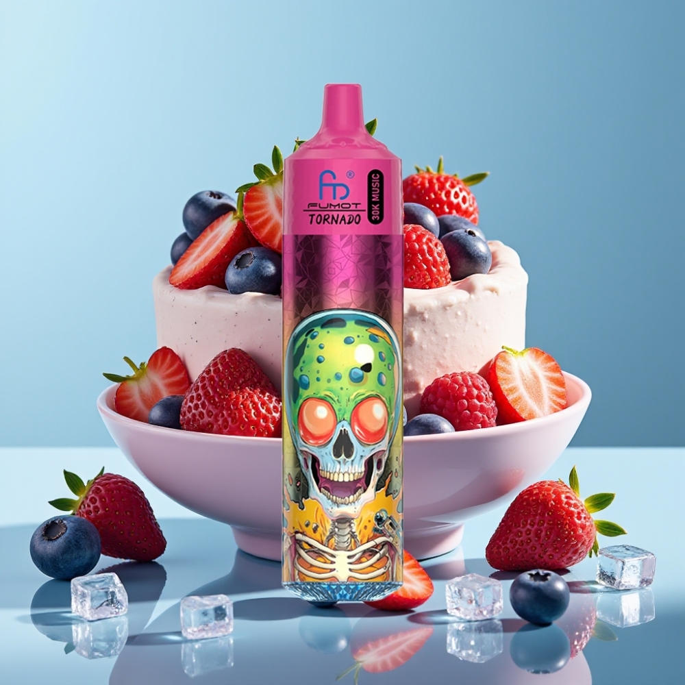 Fumot RandM Tornado 30000 Puffs 30mL 5% 1.0 Ohm Mesh Blueberry Strawberry Raspberry Ice Cream