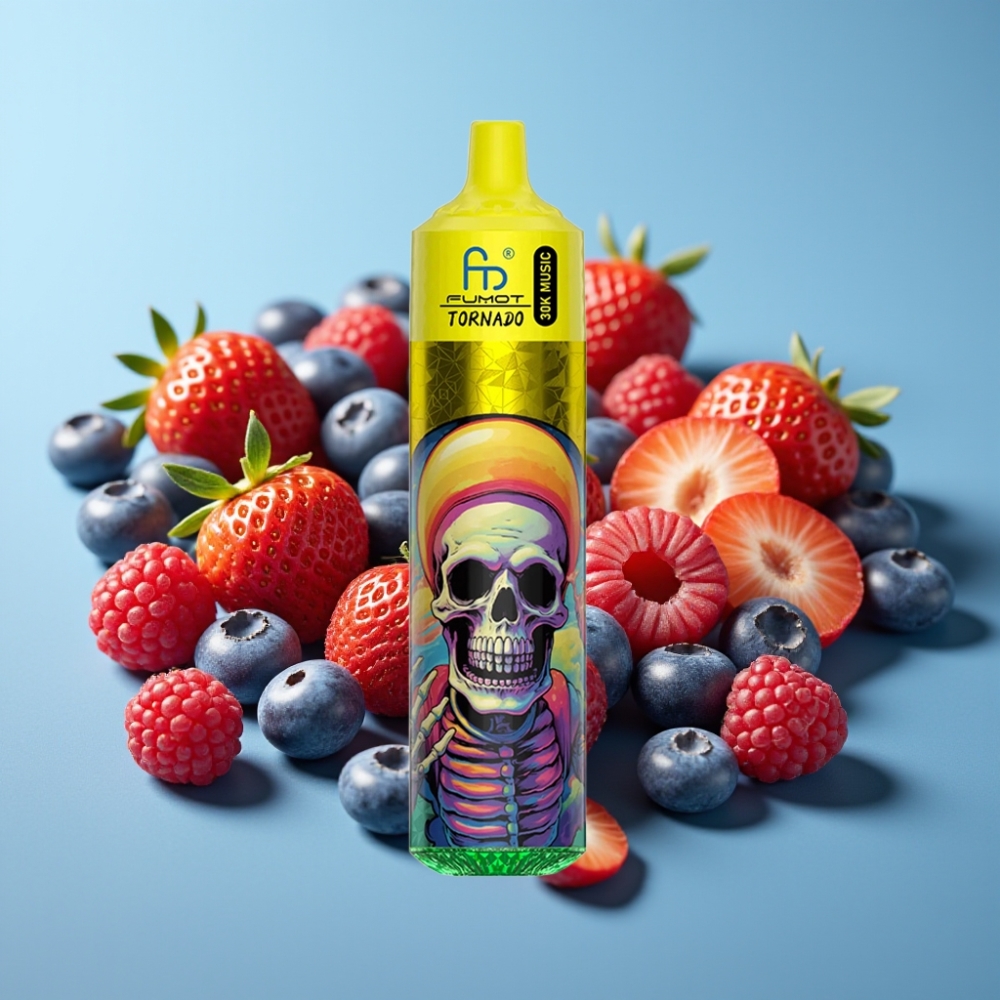 Fumot RandM Tornado 30000 Puffs 30mL 5% Strawberry Blueberry Raspberry LED 600mAh