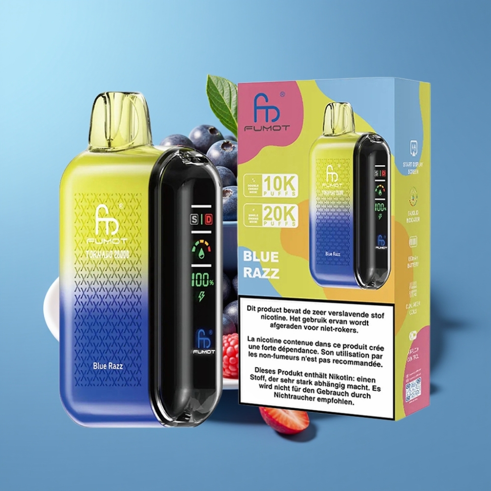 Fumot Tornado 20000 Puffs Dual Mesh 20ml Blue Razz vape Canada wholesale