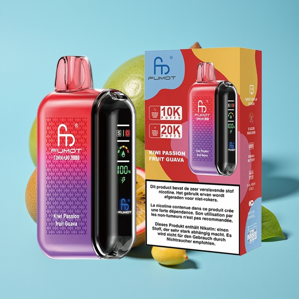 Fumot Tornado 20000 Puffs Dual Mesh 20ml Kiwi Passion Fruit Guava