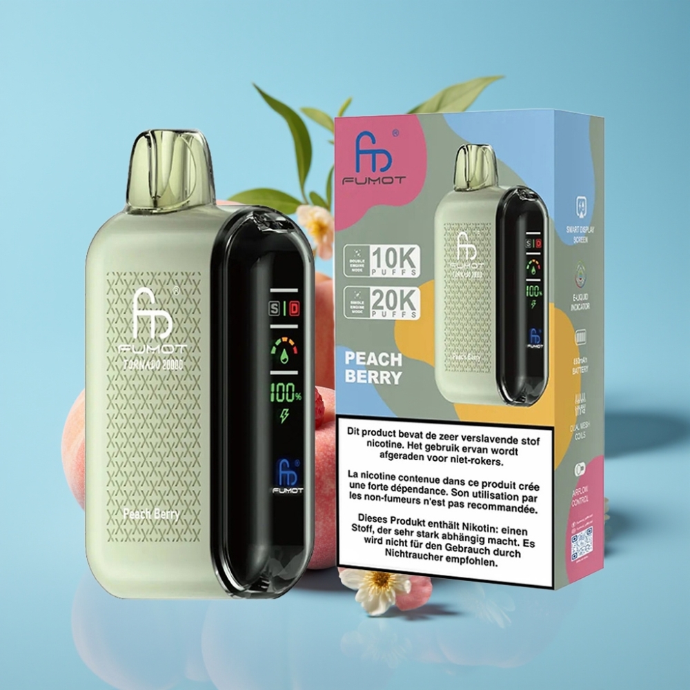 Fumot Tornado 20000 Puffs Dual Mesh 20ml Peach Berry vape Canada wholesale