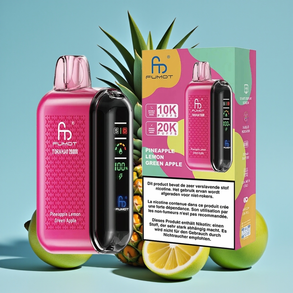 Fumot Tornado 20000 Puffs Dual Mesh 20ml Pineapple Lemon Green Apple