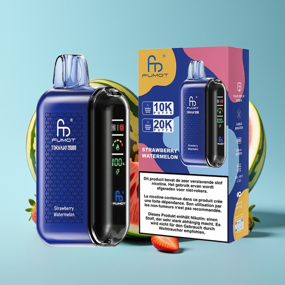 Fumot Tornado 20000 Puffs Strawberry Watermelon Dual Mesh 20ml 850mAh Smart Display