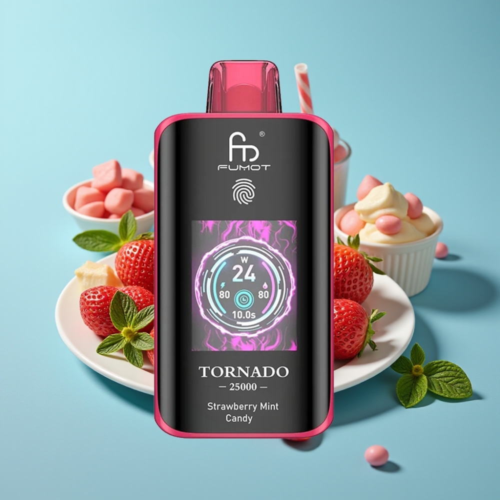 Fumot Tornado 25000 Puffs HD Screen 700mAh 20ml Strawberry Mint Candy