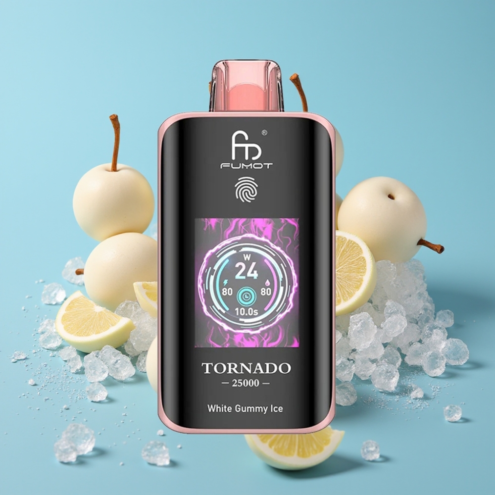 Fumot Tornado 25000 Puffs HD Screen 700mAh 20ml White Gummy Ice