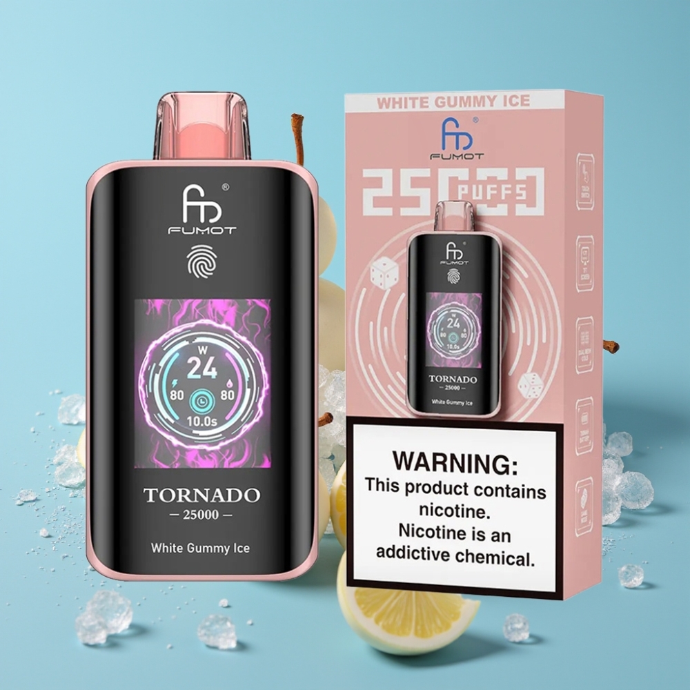 Fumot Tornado 25000 Puffs HD Screen 700mAh 20ml White Gummy Ice