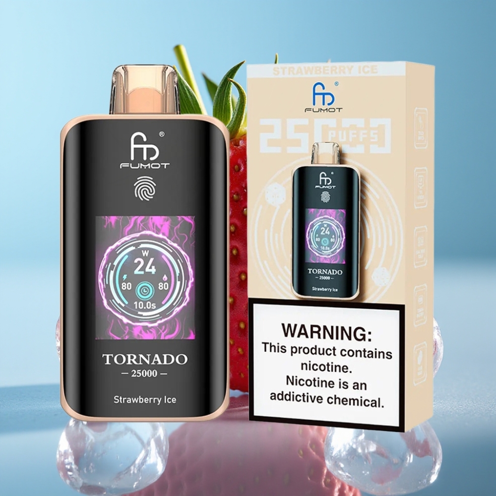 Fumot Tornado 25000 Puffs HD Screen 700mAh Type-C Strawberry Ice