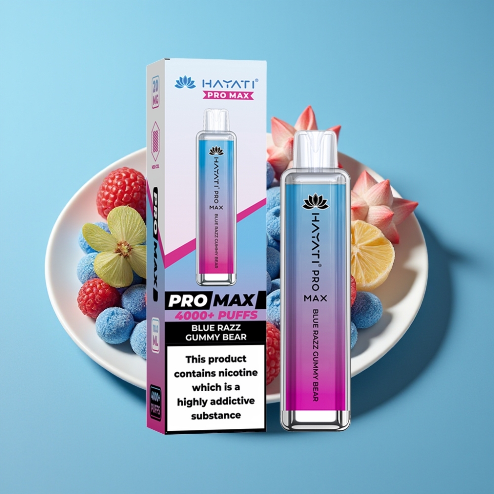 Hayati Pro Max 4000 Puffs 1400mAh Dual Mesh Blue Razz Gummy Bear Disposable Vape