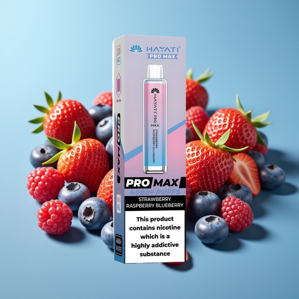 Hayati Pro Max 4000 Puffs 1400mAh Dual Mesh Strawberry Raspberry Blueberry