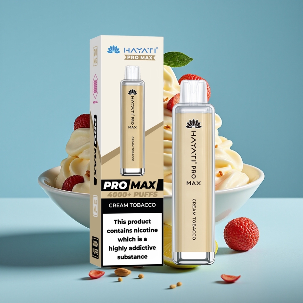 Hayati Pro Max 4000 Puffs 1400mAh Rechargeable Cream Tobacco Disposable Vape