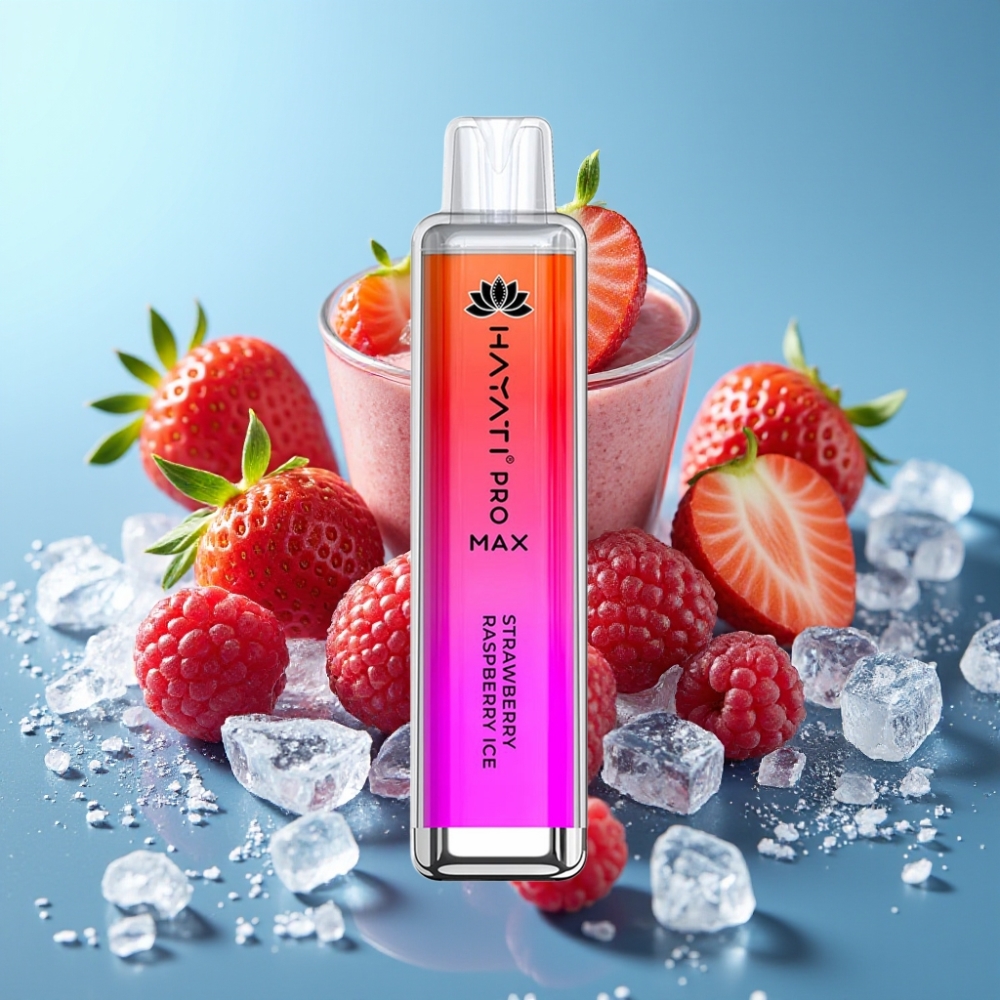 Hayati Pro Max 4000 Puffs 1400mAh Rechargeable Dual Mesh Coil Strawberry Raspberry Ice