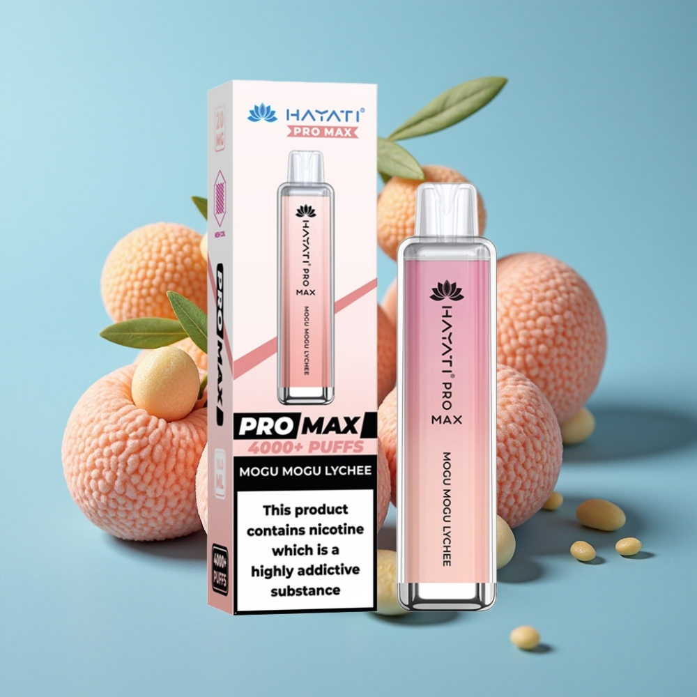 Hayati Pro Max 4000 Puffs 1400mAh Rechargeable Dual Mesh Mogu Mogu Lychee