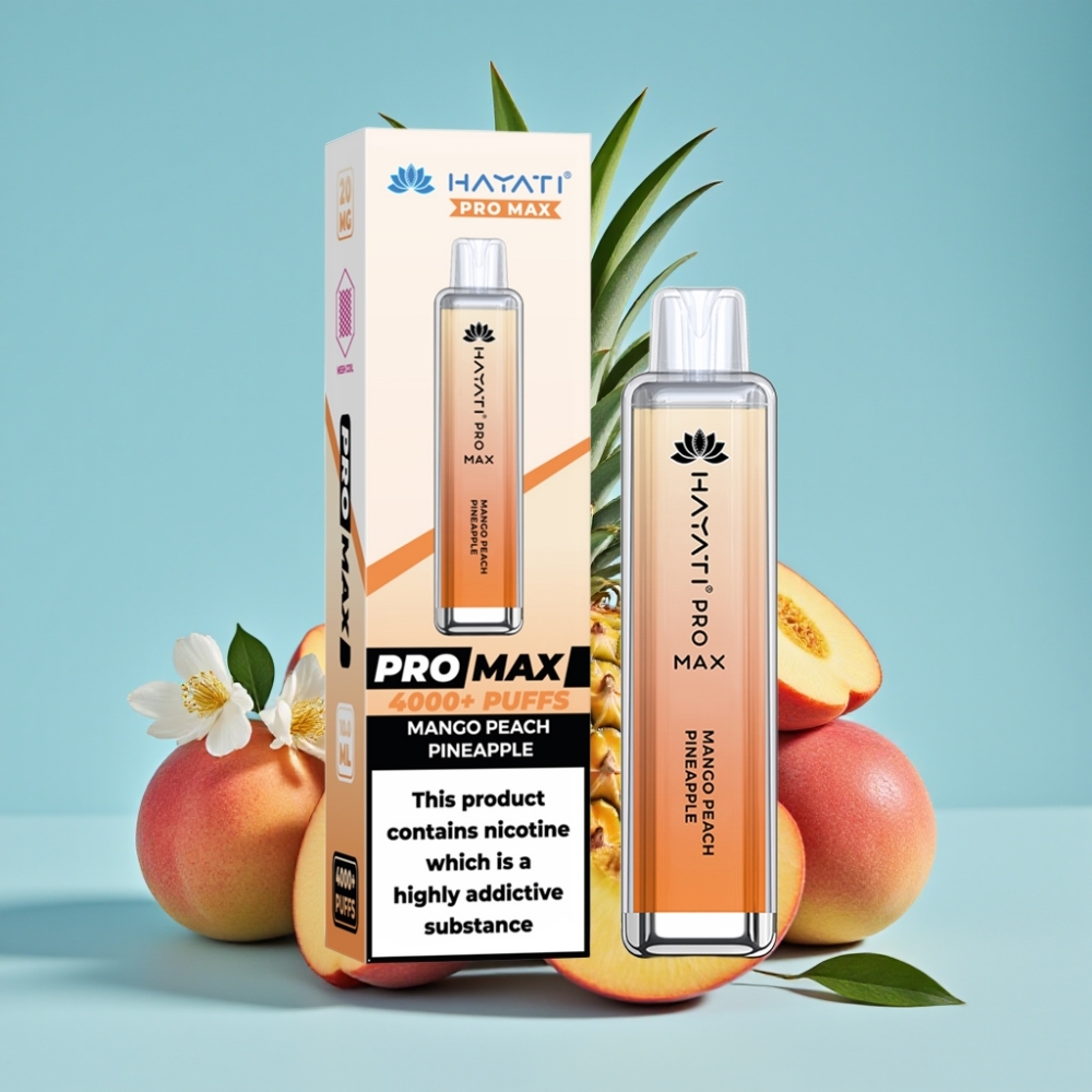 Hayati Pro Max 4000 Puffs 1400mAh Rechargeable Mango Peach Pineapple Disposable Vape