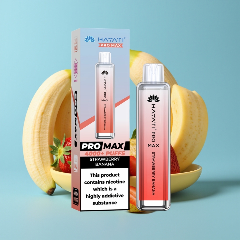 Hayati Pro Max 4000 Puffs 1400mAh Rechargeable Strawberry Banana