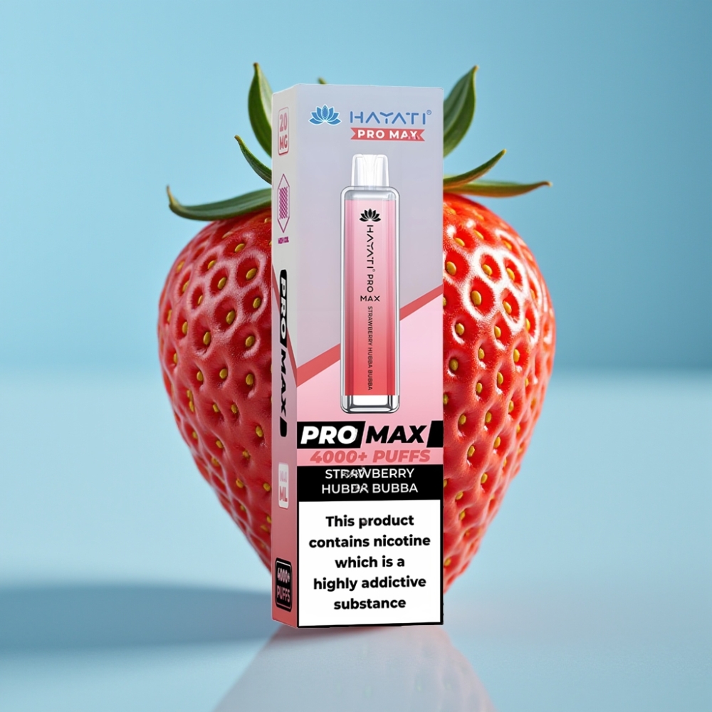 Hayati Pro Max 4000 Puffs 1400mAh Rechargeable Strawberry Hubba Bubba Disposable Vape
