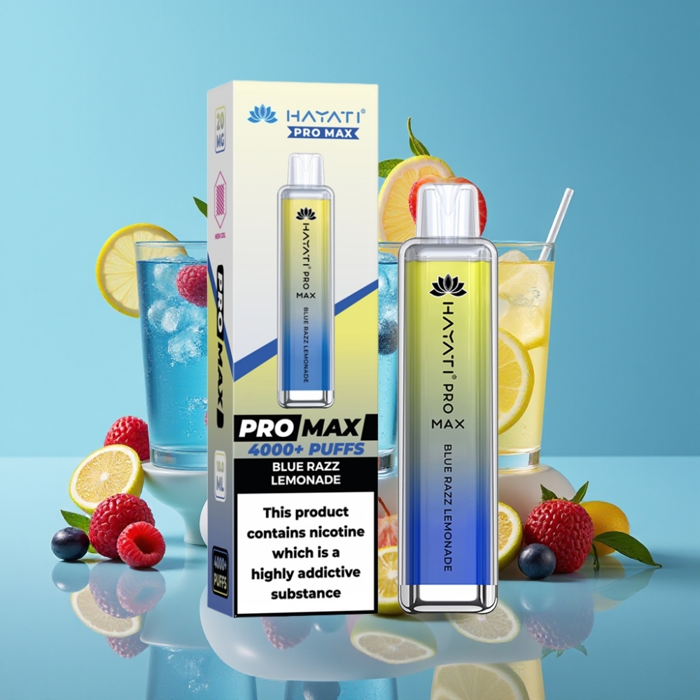 Hayati Pro Max 4000 Puffs Rechargeable 1400mAh Blue Razz Lemonade Disposable Vape