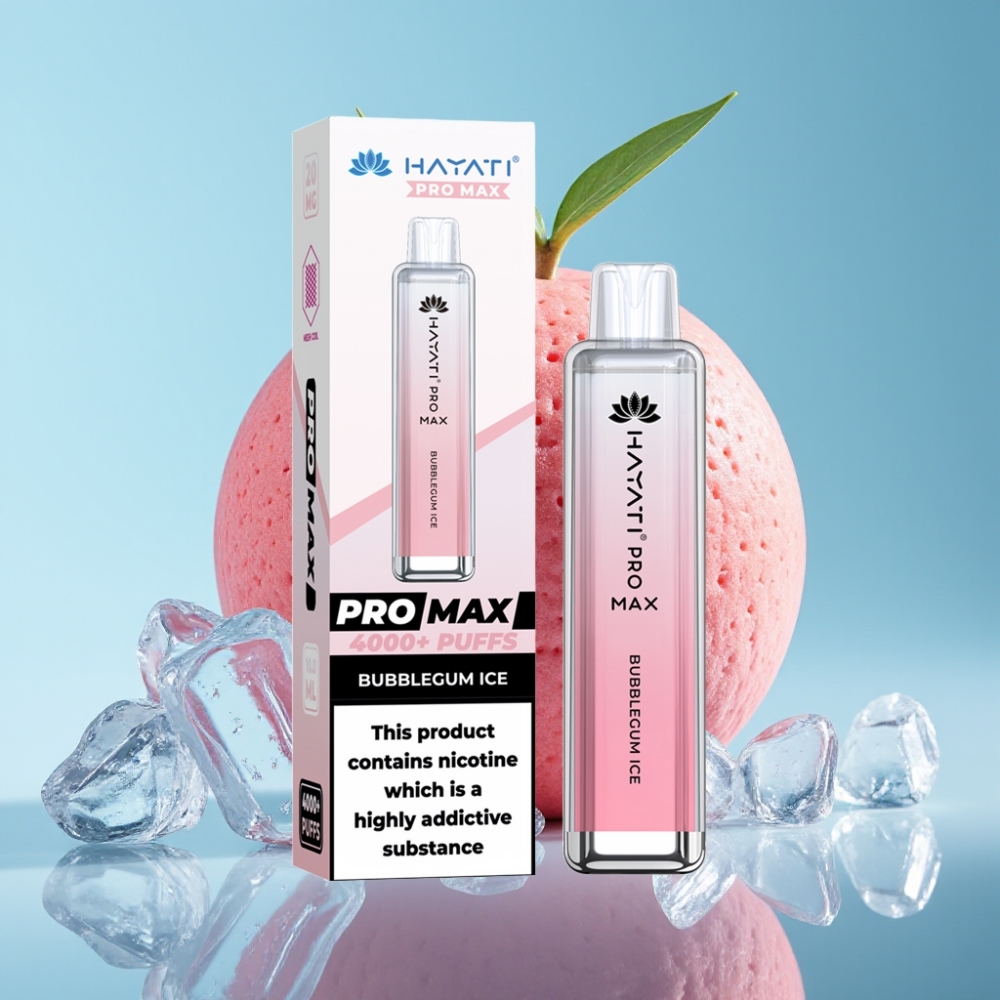 Hayati Pro Max 4000 Puffs Rechargeable 1400mAh Dual Mesh Coil Bubblegum Ice