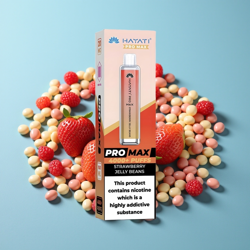Hayati Pro Max 4000 Puffs Rechargeable 1400mAh Dual Mesh Coil Strawberry Jelly Beans