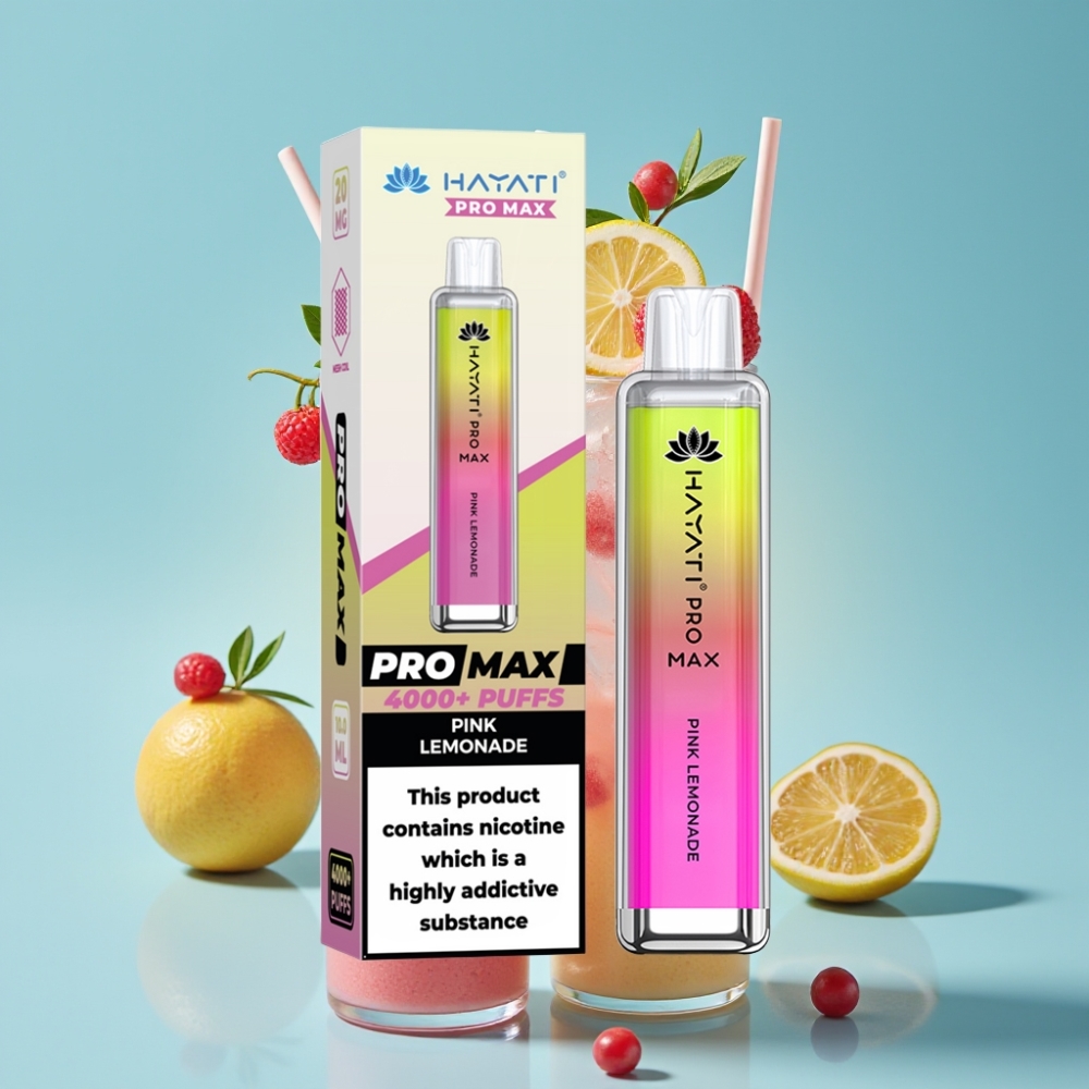Hayati Pro Max 4000 Puffs Rechargeable 1400mAh Dual Mesh Pink Lemonade