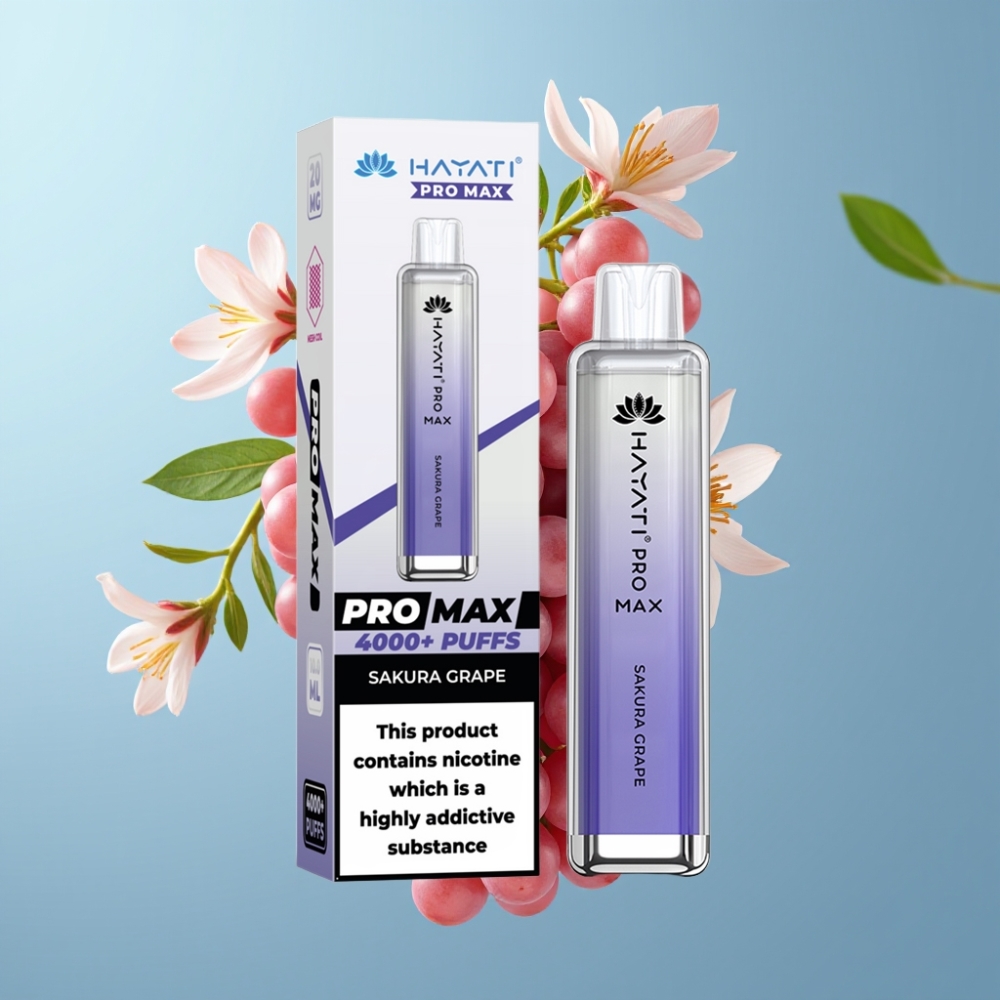 Hayati Pro Max 4000 Puffs Rechargeable Sakura Grape Dual Mesh Coil TPD 1400mAh