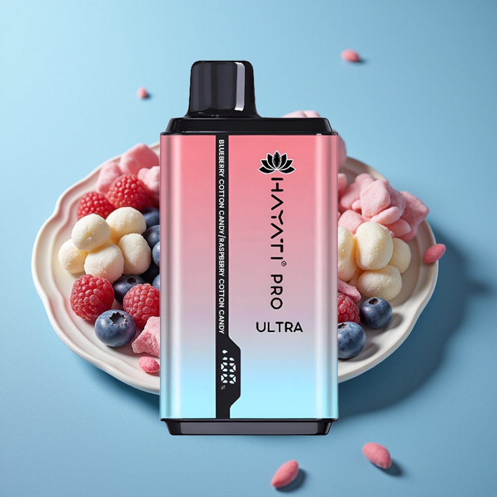 Hayati Pro Ultra 15000 Puffs 850mAh 24ml 2% Blueberry Cotton Candy Raspberry Cotton Candy
