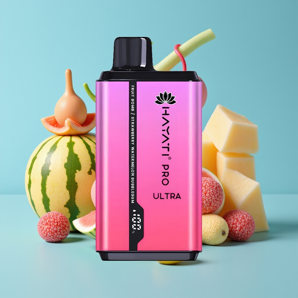 Hayati Pro Ultra 15000 Puffs 850mAh 24ml 2% Fruit Bomb Straw' Watermelon Bubblegum