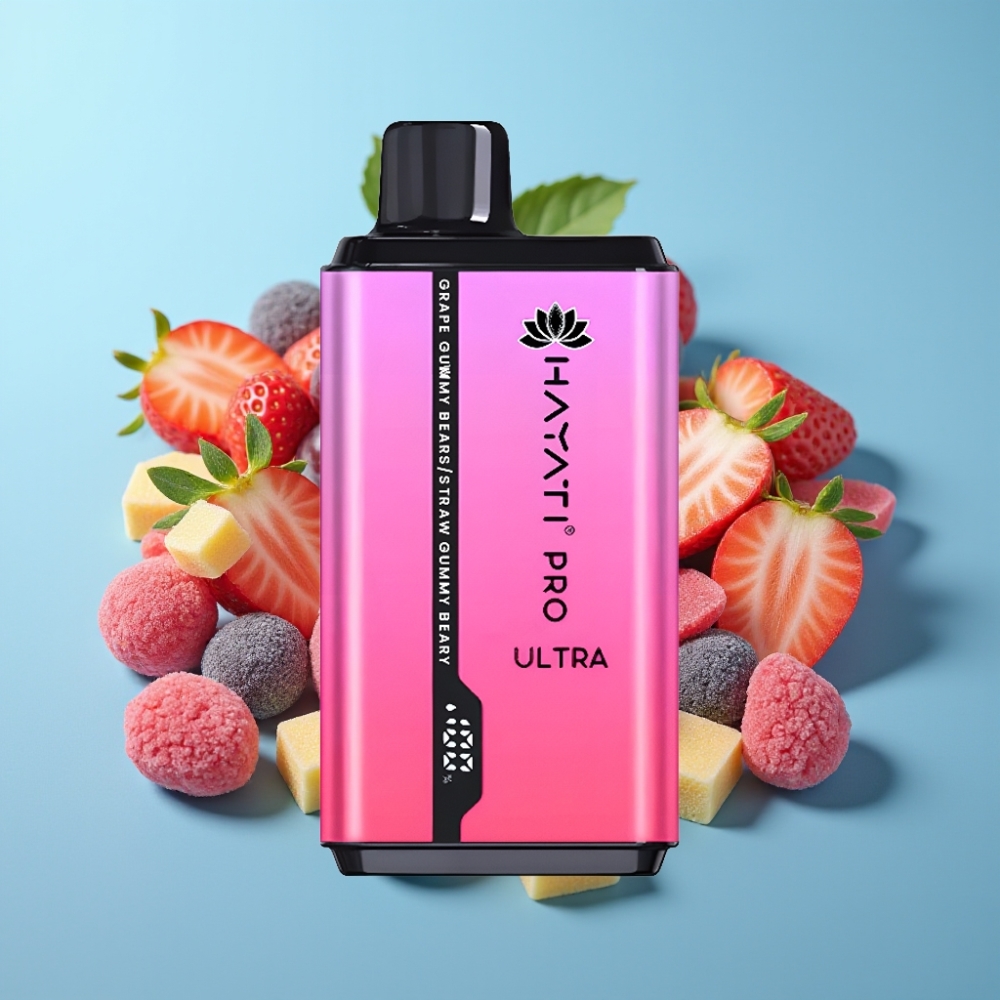 Hayati Pro Ultra 15000 Puffs 850mAh 24ml 2% Grape Gummy Bear Strawberry Gummy Bear