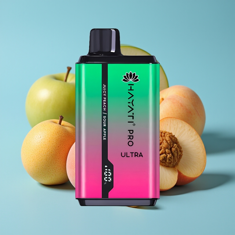 Hayati Pro Ultra 15000 Puffs 850mAh 24ml 2% Sour Apple Juicy Peach