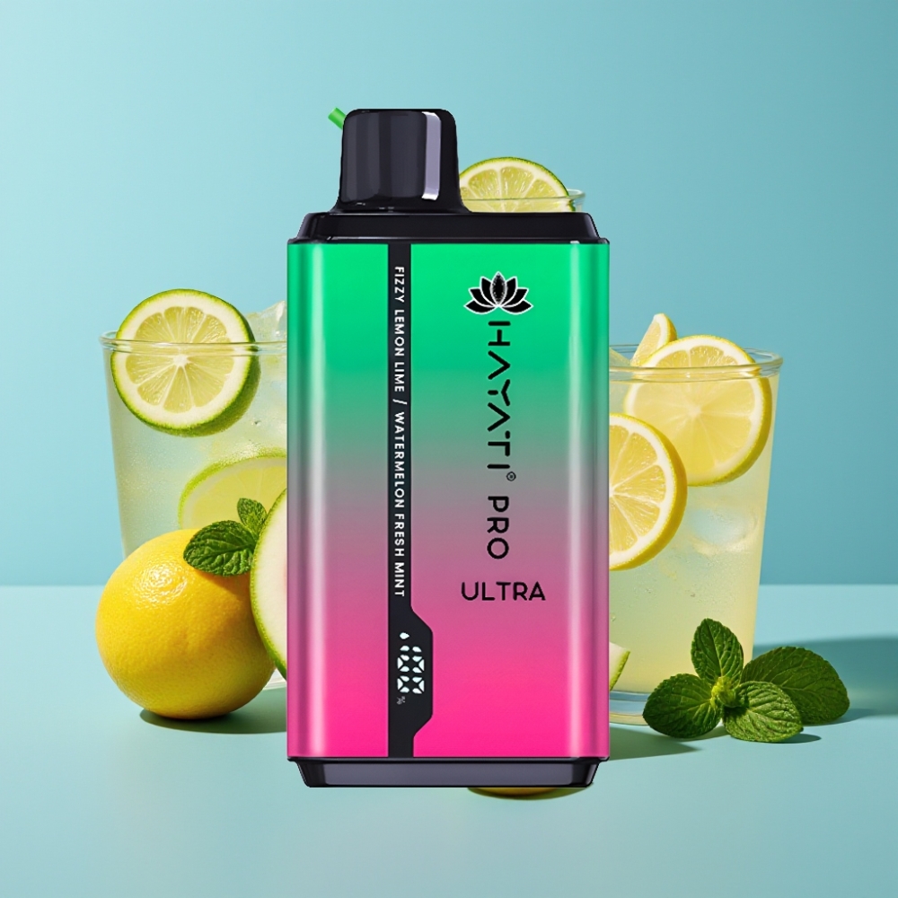 Hayati Pro Ultra 15000 Puffs 850mAh 2×12ml 2% Fizzy Lemon & Lime Watermelon Fresh Mint