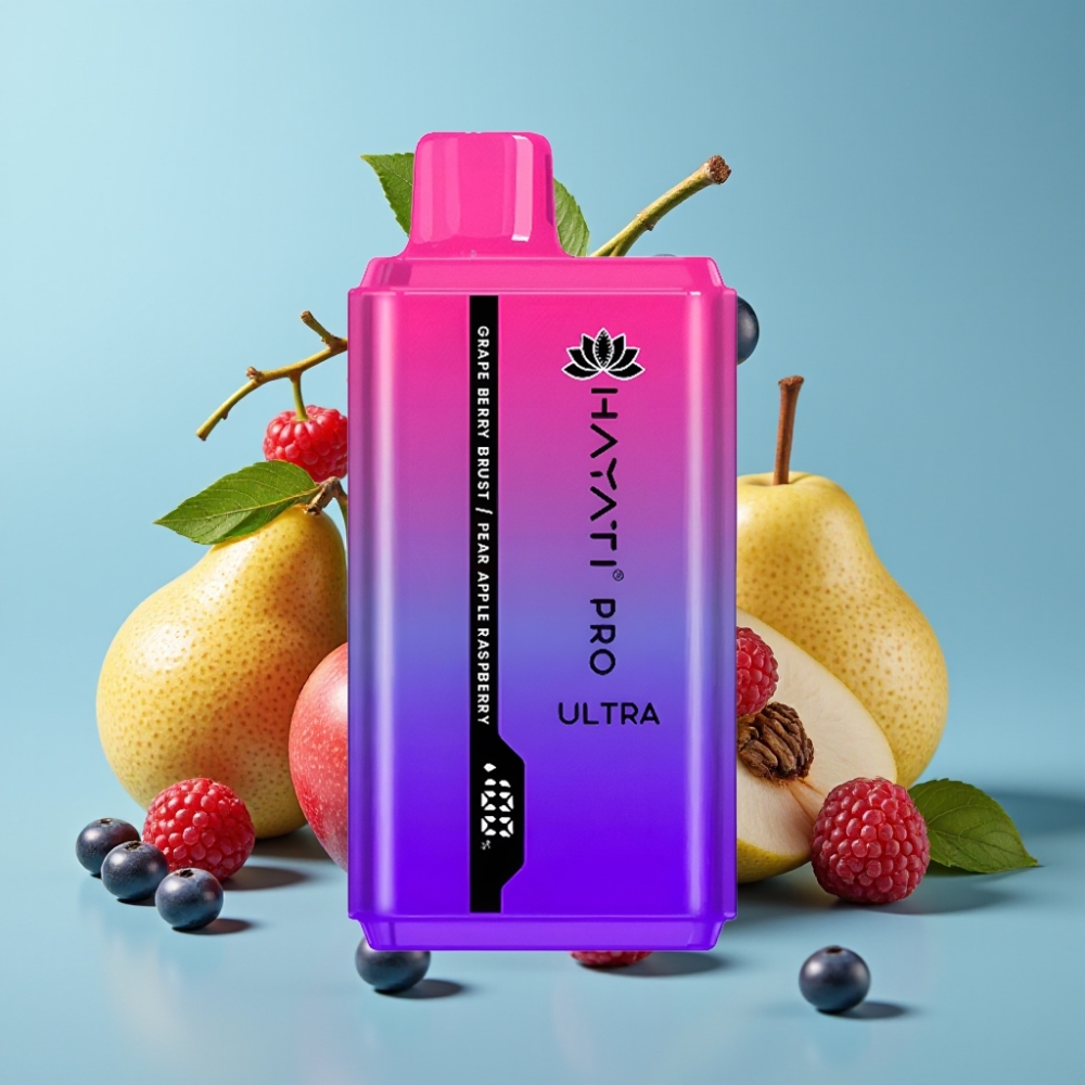 Hayati Pro Ultra 15000 Puffs 850mAh 2×12ml 2% Grape Berry Burst Pear Apple Raspberry