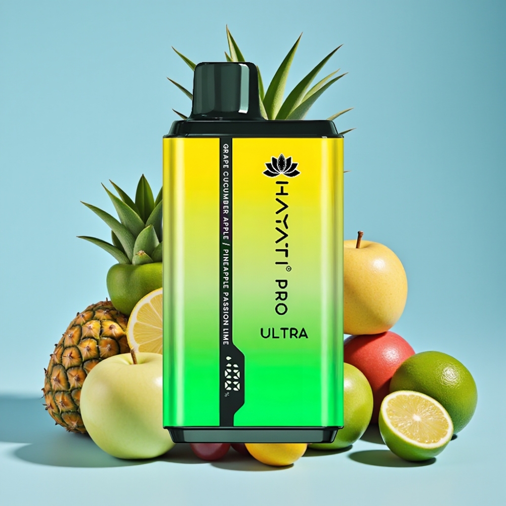Hayati Pro Ultra 15000 Puffs 850mAh 2×12ml 2% Grape Cucumber Apple Pineapple Passion Lim