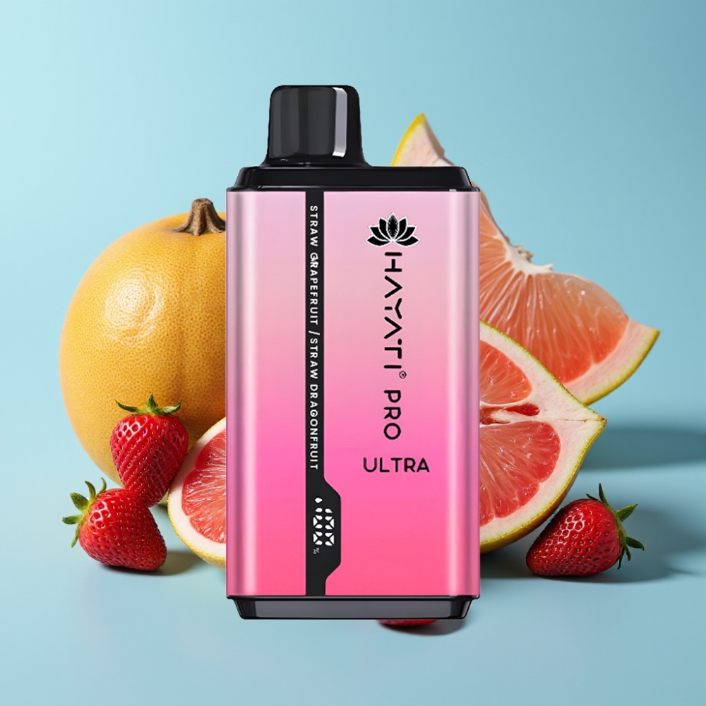 Hayati Pro Ultra 15000 Puffs 850mAh 2×12ml 2% Strawberry Grapefruit Strawberry Dragonfruit