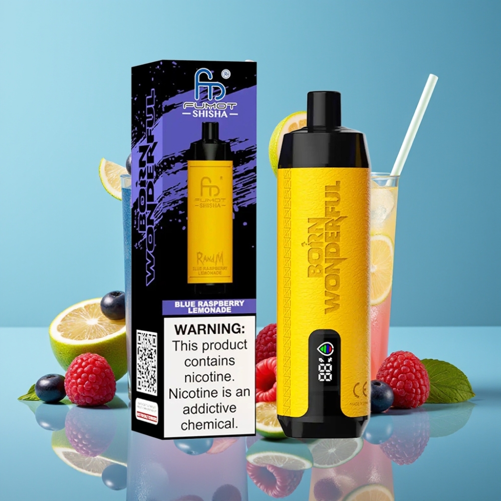 RandM Fumot Shisha 10000 Puffs 18ml Blue Raspberry Lemonade Disposable Vape