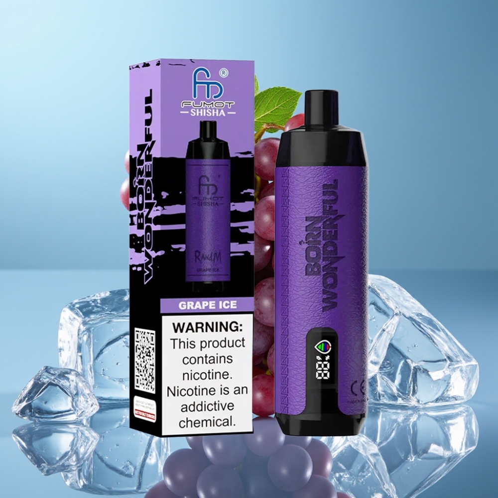 RandM Fumot Shisha 10000 Puffs 18ml Grape Ice Disposable Vape