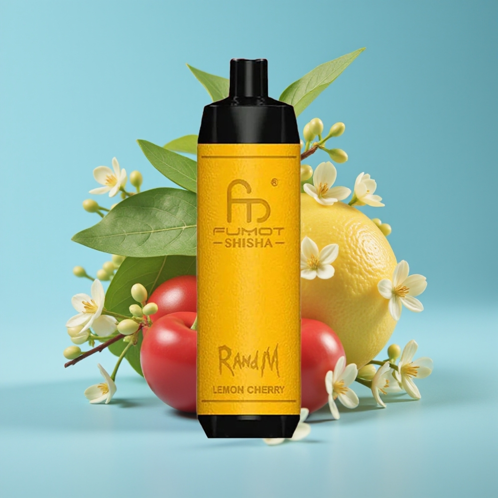 RandM Fumot Shisha 10000 Puffs 18ml Lemon Cherry Disposable Vape